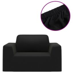 Berkfield Home Stretch Couch Slipcover Black Polyester Jersey - thumbnail 2