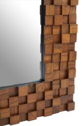 Orsina Chic Dimensional Squares Wall Mirror, Hand Painted Red Beech Wall Mirror, Textured Rectangle Frame Mirror in Brown - thumbnail 4