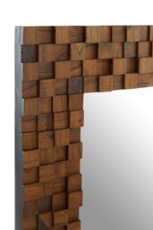 Orsina Chic Dimensional Squares Wall Mirror, Hand Painted Red Beech Wall Mirror, Textured Rectangle Frame Mirror in Brown - thumbnail 3
