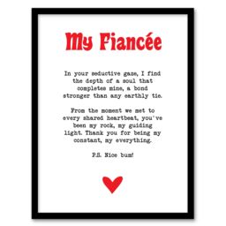 "Artery8 Love Poem My Everything Fiancée Romantic Poetry Framed Art Print in White - Size: W12"" x H16""" - thumbnail 1