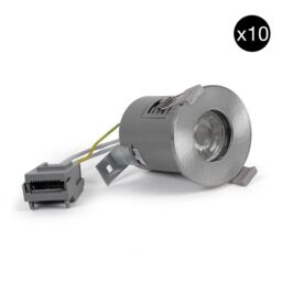 SE Home 10 PACK - Brushed Chrome GU10 Fire Rated Downlight - IP65 in Silver - thumbnail 1