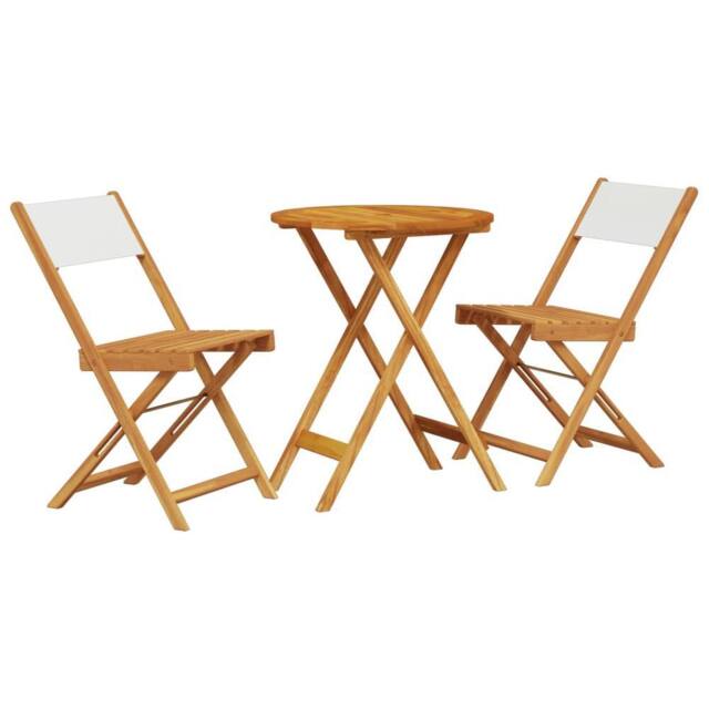 Berkfield Home 3 Piece Bistro Set Cream White Fabric & Solid Wood - image 1