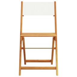 Berkfield Home 3 Piece Bistro Set Cream White Fabric & Solid Wood - thumbnail 4