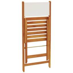 Berkfield Home 3 Piece Bistro Set Cream White Fabric & Solid Wood - thumbnail 7