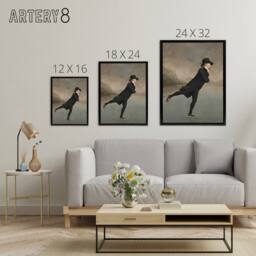 "Artery8 Henry Raeburn The Skating Minister Framed Canvas Wall Art Print in Grey - Size: W12"" x H16""" - thumbnail 4