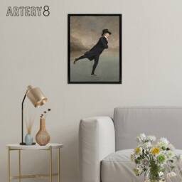 "Artery8 Henry Raeburn The Skating Minister Framed Canvas Wall Art Print in Grey - Size: W12"" x H16""" - thumbnail 3