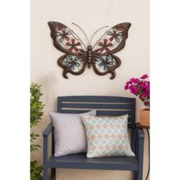 Kelvenix Solar Powered Metal Jewelled Butterfly Wall Art in Bronze - Size: 0.6m2 - thumbnail 5