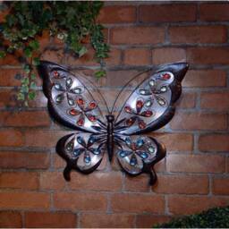 Kelvenix Solar Powered Metal Jewelled Butterfly Wall Art in Bronze - Size: 0.6m2 - thumbnail 3