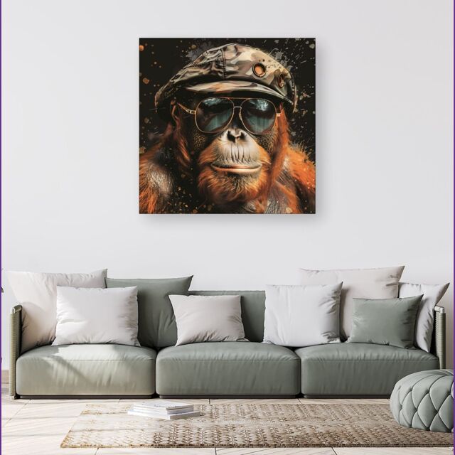 Warren Reed - Designer Cool Orangutan Canvas in Brown - Size: w40 inch x h40 inch - image 1