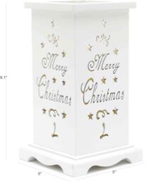 Shatchi LED Candle Flameless Table Top Wooden Holder Engraved Merry Christmas White Battery Operated - thumbnail 3