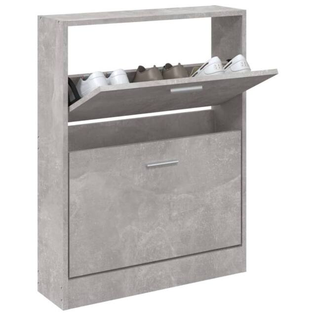 Berkfield Home Shoe Cabinet Concrete Grey 59x17x81 cm Engineered Wood - Size: 59 x 17 x 81 cm - image 1