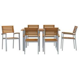 Berkfield Home 7 Piece Garden Dining Set Solid Wood Acacia & Metal in Grey - thumbnail 7