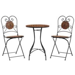 Berkfield Home Mosaic Bistro Set Terracotta Iron & Ceramic in Orange - thumbnail 2