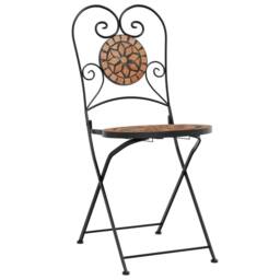 Berkfield Home Mosaic Bistro Set Terracotta Iron & Ceramic in Orange - thumbnail 4