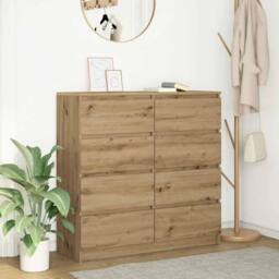Berkfield Home Sideboard Artisan Oak 100x35x99 cm Engineered Wood in Brown - Size: 100 x 35 x 99 cm - thumbnail 1