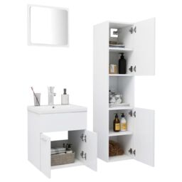 Berkfield Home Bathroom Furniture Set White Engineered Wood - thumbnail 3