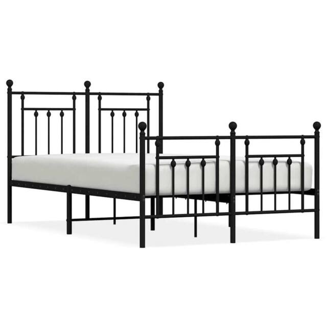 Berkfield Home Metal Bed Frame with Headboard & Footboard Black 120x200 cm - Size: Small Double - image 1