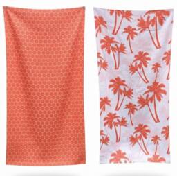 LARANGE Beach Towel Bag Microfiber Waffle Double-Sided 160 X 80 in Coral