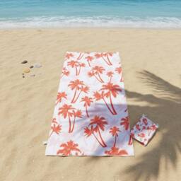 LARANGE Beach Towel Bag Microfiber Waffle Double-Sided 160 X 80 in Coral - thumbnail 6