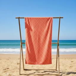 LARANGE Beach Towel Bag Microfiber Waffle Double-Sided 160 X 80 in Coral - thumbnail 4