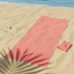 LARANGE Beach Towel Bag Microfiber Waffle Double-Sided 160 X 80 in Coral - thumbnail 5
