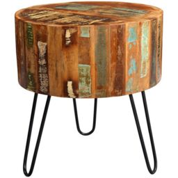 Indian Hub Coastal Drum Side Table - Wood - L45 x W45 x H60 cm - thumbnail 1