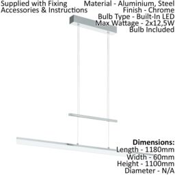 Loops Pendant Light Colour Chrome Shade Satined Plastic Bulb LED 2x12.5W Included - thumbnail 2