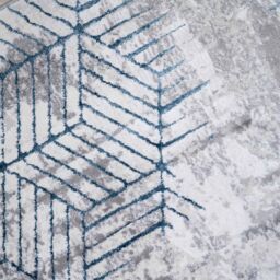 Kukoon Runner Rug Blue Grey Distressed Abstract Geometric Long Hallway Rugs in Baby Blue - Size: 120 cm x 170 cm - thumbnail 4