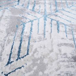 Kukoon Runner Rug Blue Grey Distressed Abstract Geometric Long Hallway Rugs in Baby Blue - Size: 120 cm x 170 cm - thumbnail 5