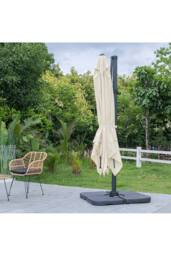 Living and Home Large Square Canopy Rotating Outdoor Cantilever Parasol with Square Base in Beige - thumbnail 3