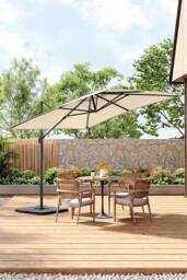 Living and Home Large Square Canopy Rotating Outdoor Cantilever Parasol with Square Base in Beige - thumbnail 1