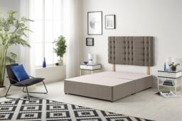 Somnior Bliss Divan Bed with Sprung Memory Foam Mattress & Headboard Tweed Fabric in Brown - Size: Single - thumbnail 3