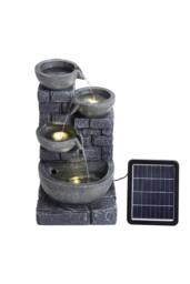 Garden Sanctuary Solar Powered Rustic Water Fountain with LED Lights in Grey - thumbnail 3