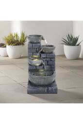 Garden Sanctuary Solar Powered Rustic Water Fountain with LED Lights in Grey - thumbnail 2