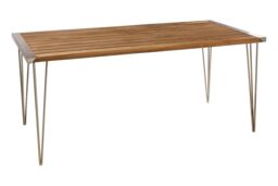 Orsina Sleek Teak Wood Dining Table, Elegant Textured Wooden Table For Outdoor Patio, Modern Kitchen Table in Brown - thumbnail 5