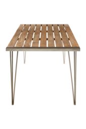 Orsina Sleek Teak Wood Dining Table, Elegant Textured Wooden Table For Outdoor Patio, Modern Kitchen Table in Brown - thumbnail 3