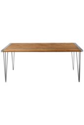 Orsina Sleek Teak Wood Dining Table, Elegant Textured Wooden Table For Outdoor Patio, Modern Kitchen Table in Brown