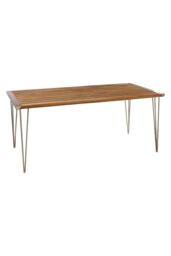 Orsina Sleek Teak Wood Dining Table, Elegant Textured Wooden Table For Outdoor Patio, Modern Kitchen Table in Brown - thumbnail 4