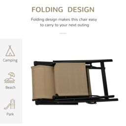 OUTSUNNY Outdoor Sun Recliner Loungers with Adjustable Footrest in Beige - thumbnail 4
