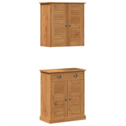 Berkfield Home Bathroom Furniture Set with Drawer with Shelf with Storage with Door 2 pcs Brown Solid wood pine - thumbnail 2