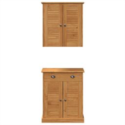 Berkfield Home Bathroom Furniture Set with Drawer with Shelf with Storage with Door 2 pcs Brown Solid wood pine - thumbnail 7