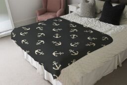 Benjamin Tate Design Anchors On Black Blanket in Natural - Size: 120 cm x 150 cm - thumbnail 3