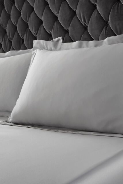Catherine Lansfield 'Silky Soft Satin' Oxford Pillowcases Pair in Silver - image 1