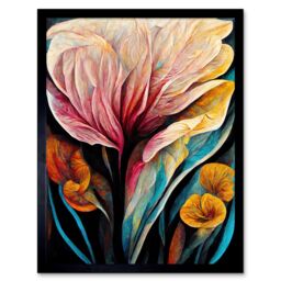 "Artery8 Wall Art Print Abstract Tropical Floral Bloom Acrylic Flower Art Framed in Black - Size: W12"" x H16""" - thumbnail 1