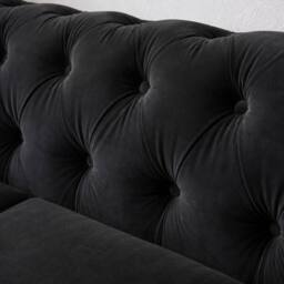 Sofaya Hampton 4 Seater L Shape Chesterfield Sofa Velvet Right Hand Chaise in Black - Size: 4 Person - thumbnail 5