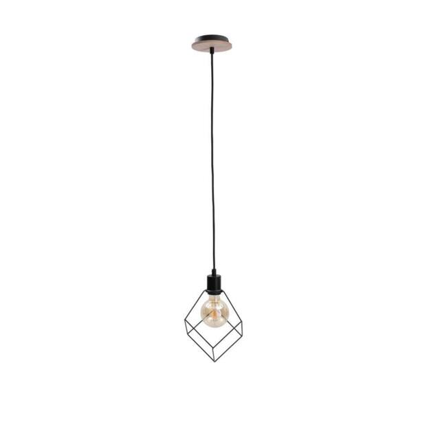 Netlighting Ruben Wire Frame Pendant Ceiling Light Wood 22cm 1x E27 in Brown