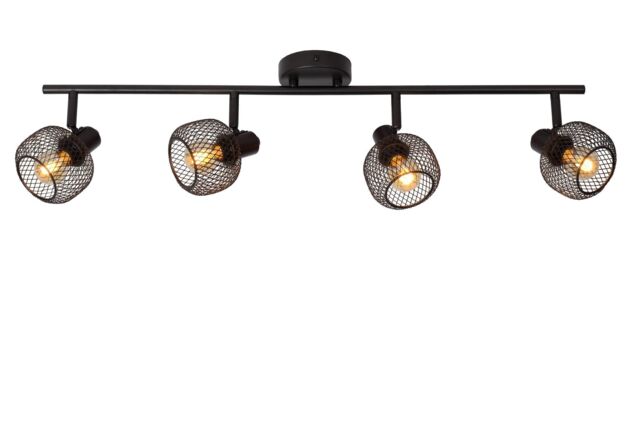 Lucide 'MAREN' Dimmable Rotatable Stylish Retro Ceiling Spotlight Bar 4xE14 in Black - image 1