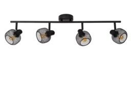 Lucide 'MAREN' Dimmable Rotatable Stylish Retro Ceiling Spotlight Bar 4xE14 in Black - thumbnail 2
