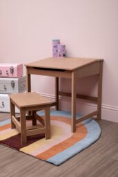 Orsina Angled Surface Children's Desk & Stool, Sleek Functional Desk For Children, Durable Desk & Stool in Natural - thumbnail 2