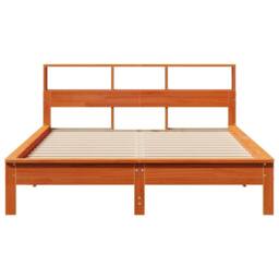 Berkfield Home Decorative Bed Frame without Mattress Wax Brown 160x200 cm Solid - thumbnail 4